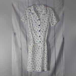 British Laady Union Made Vintage Button-Up Short Sleeve Geometric Shift Dress